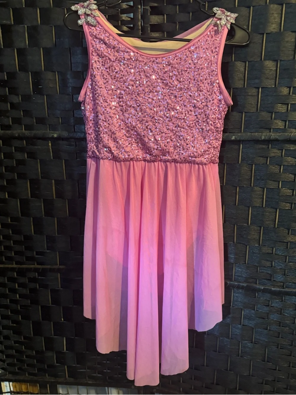 Weissman Pink Sequin Tulle Dress